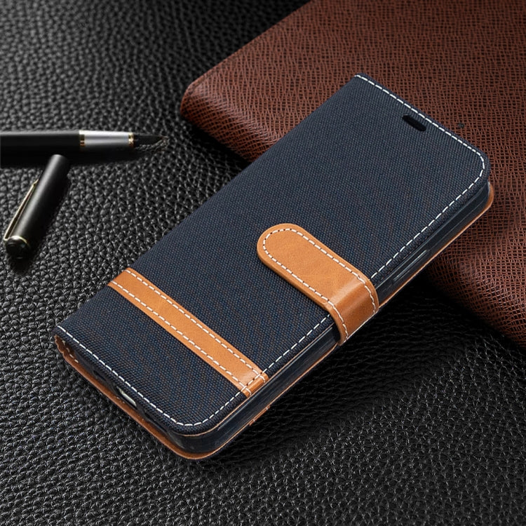 For iPhone 12 / 12 Pro Color Matching Denim Texture Horizontal Flip Leather Case with Holder & Card Slots & Wallet & Lanyard