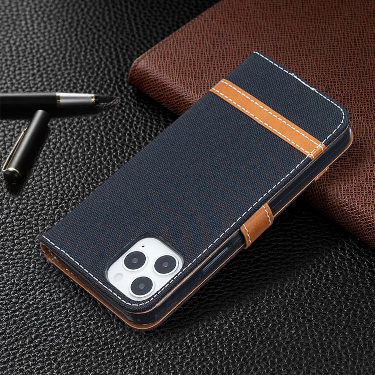 For iPhone 12 / 12 Pro Color Matching Denim Texture Horizontal Flip Leather Case with Holder & Card Slots & Wallet & Lanyard