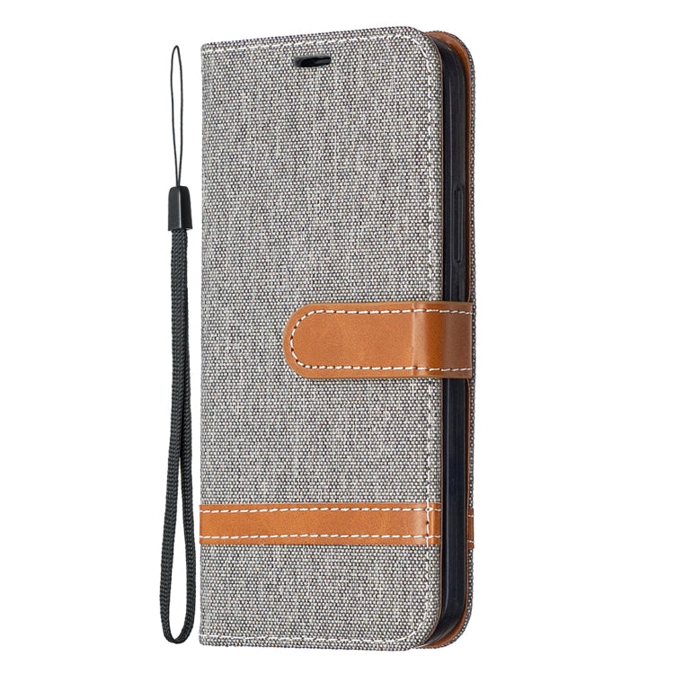 For iPhone 12 / 12 Pro Color Matching Denim Texture Horizontal Flip Leather Case with Holder & Card Slots & Wallet & Lanyard