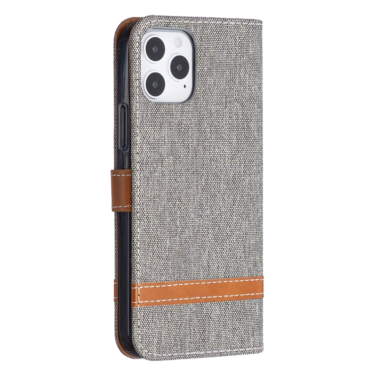 For iPhone 12 / 12 Pro Color Matching Denim Texture Horizontal Flip Leather Case with Holder & Card Slots & Wallet & Lanyard