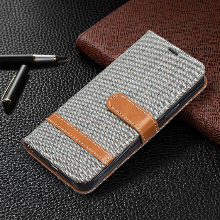 For iPhone 12 / 12 Pro Color Matching Denim Texture Horizontal Flip Leather Case with Holder & Card Slots & Wallet & Lanyard