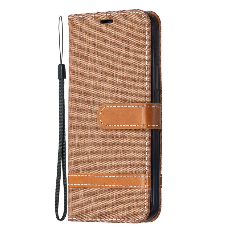 For iPhone 12 / 12 Pro Color Matching Denim Texture Horizontal Flip Leather Case with Holder & Card Slots & Wallet & Lanyard