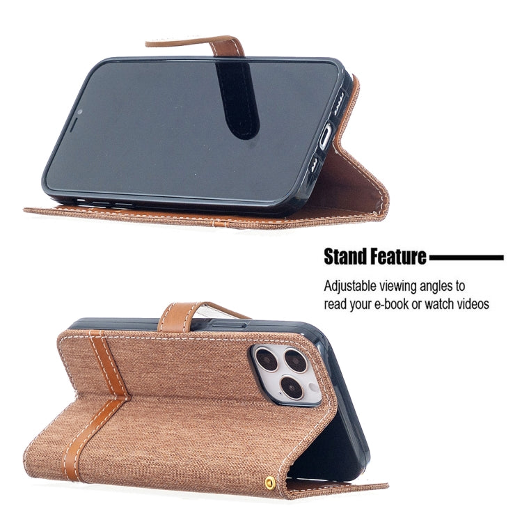 For iPhone 12 / 12 Pro Color Matching Denim Texture Horizontal Flip Leather Case with Holder & Card Slots & Wallet & Lanyard