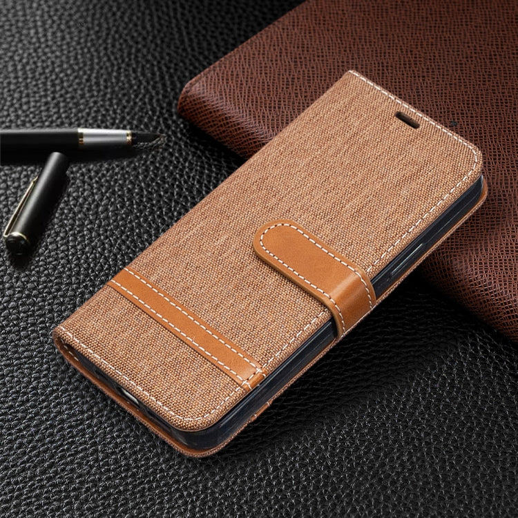 For iPhone 12 / 12 Pro Color Matching Denim Texture Horizontal Flip Leather Case with Holder & Card Slots & Wallet & Lanyard
