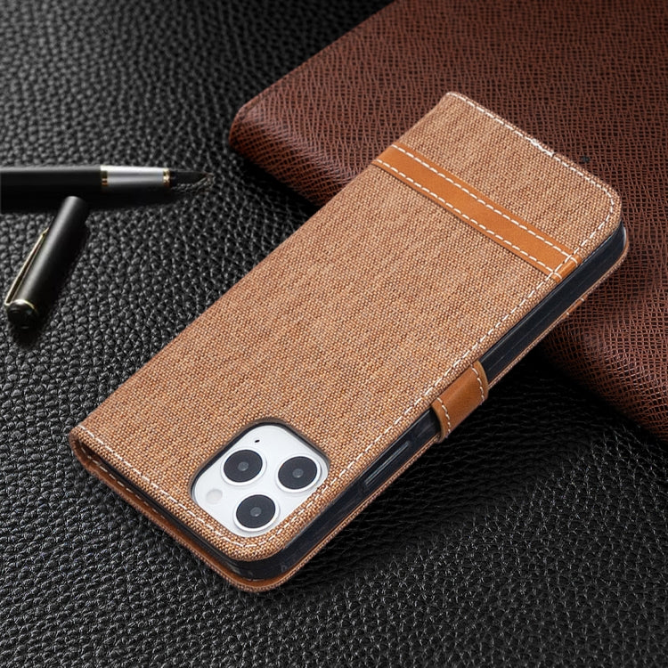For iPhone 12 / 12 Pro Color Matching Denim Texture Horizontal Flip Leather Case with Holder & Card Slots & Wallet & Lanyard