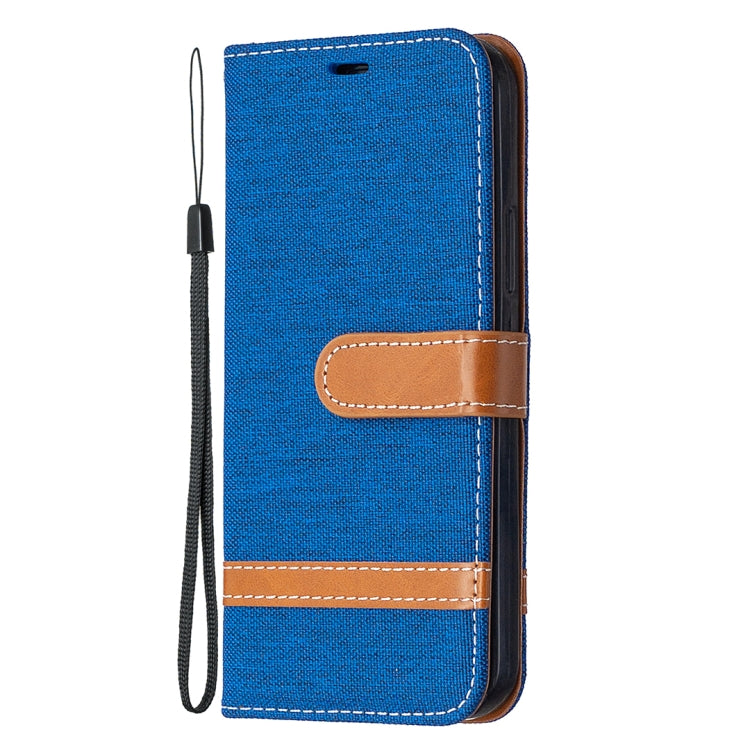 For iPhone 12 / 12 Pro Color Matching Denim Texture Horizontal Flip Leather Case with Holder & Card Slots & Wallet & Lanyard