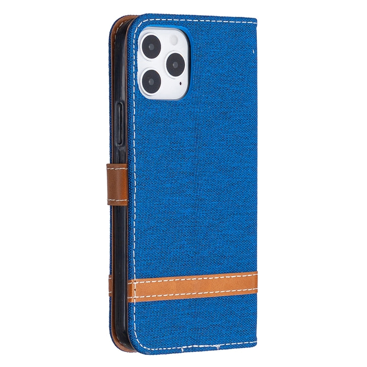 For iPhone 12 / 12 Pro Color Matching Denim Texture Horizontal Flip Leather Case with Holder & Card Slots & Wallet & Lanyard