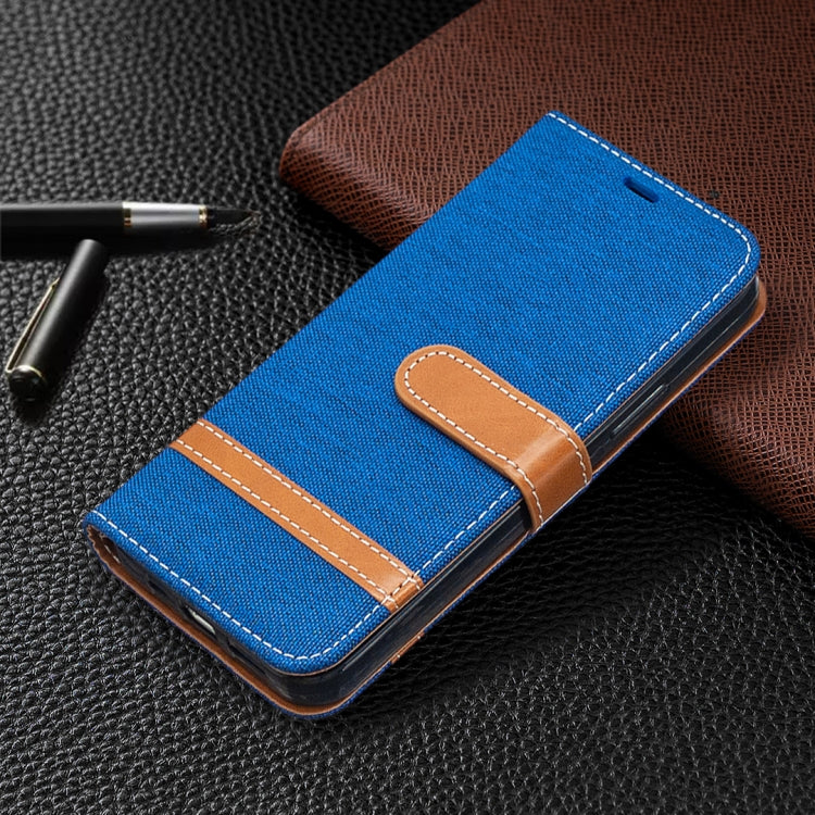 For iPhone 12 / 12 Pro Color Matching Denim Texture Horizontal Flip Leather Case with Holder & Card Slots & Wallet & Lanyard