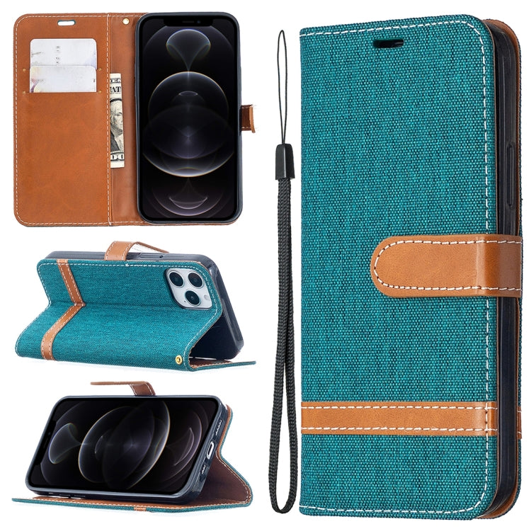 For iPhone 12 / 12 Pro Color Matching Denim Texture Horizontal Flip Leather Case with Holder & Card Slots & Wallet & Lanyard