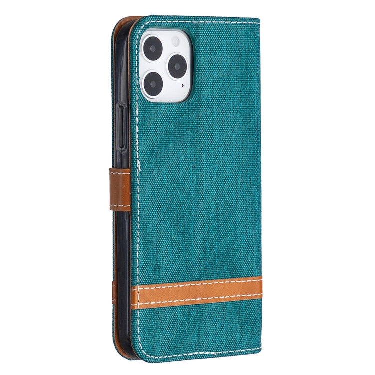 For iPhone 12 / 12 Pro Color Matching Denim Texture Horizontal Flip Leather Case with Holder & Card Slots & Wallet & Lanyard