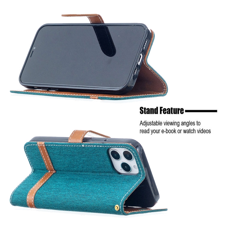 For iPhone 12 / 12 Pro Color Matching Denim Texture Horizontal Flip Leather Case with Holder & Card Slots & Wallet & Lanyard