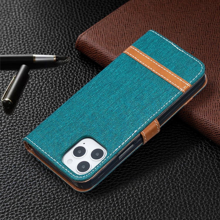 For iPhone 12 / 12 Pro Color Matching Denim Texture Horizontal Flip Leather Case with Holder & Card Slots & Wallet & Lanyard