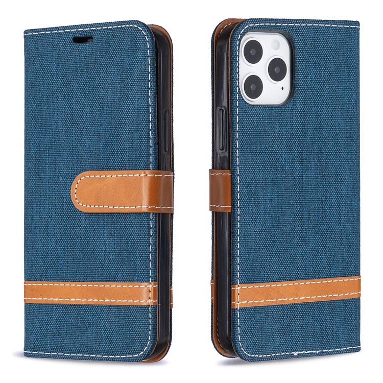 For iPhone 12 / 12 Pro Color Matching Denim Texture Horizontal Flip Leather Case with Holder & Card Slots & Wallet & Lanyard