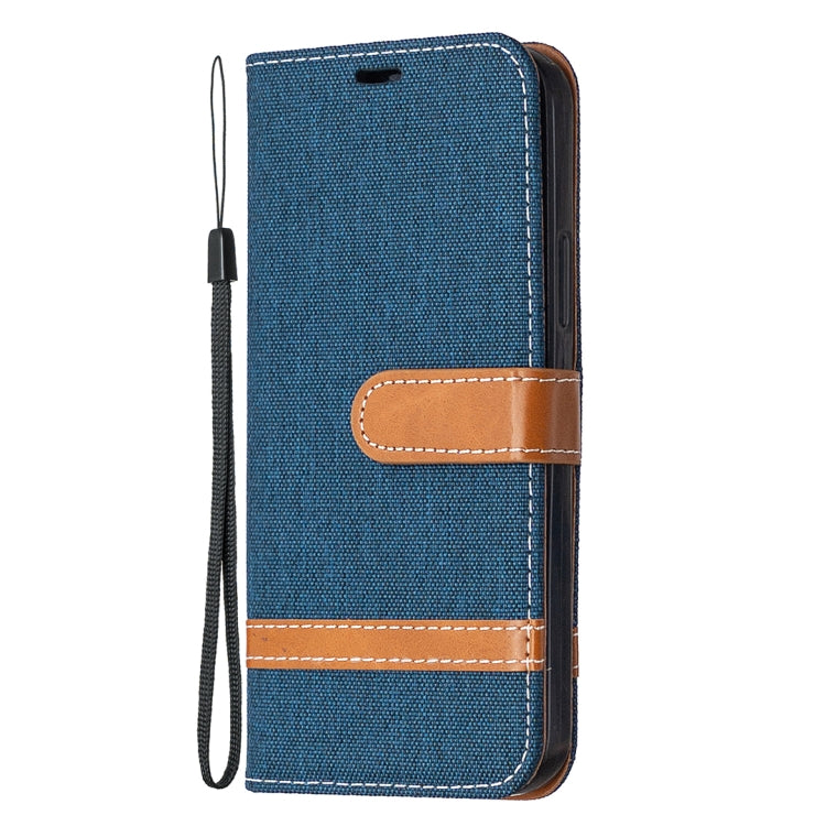 For iPhone 12 / 12 Pro Color Matching Denim Texture Horizontal Flip Leather Case with Holder & Card Slots & Wallet & Lanyard