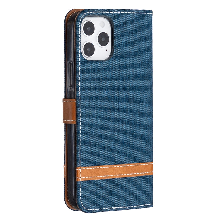 For iPhone 12 / 12 Pro Color Matching Denim Texture Horizontal Flip Leather Case with Holder & Card Slots & Wallet & Lanyard