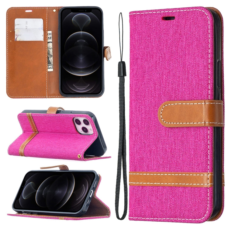 For iPhone 12 / 12 Pro Color Matching Denim Texture Horizontal Flip Leather Case with Holder & Card Slots & Wallet & Lanyard