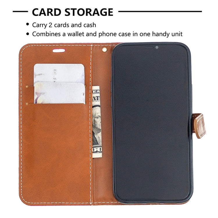 For iPhone 12 / 12 Pro Color Matching Denim Texture Horizontal Flip Leather Case with Holder & Card Slots & Wallet & Lanyard