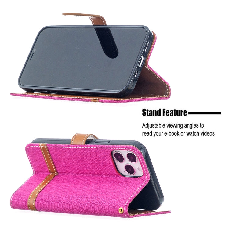 For iPhone 12 / 12 Pro Color Matching Denim Texture Horizontal Flip Leather Case with Holder & Card Slots & Wallet & Lanyard