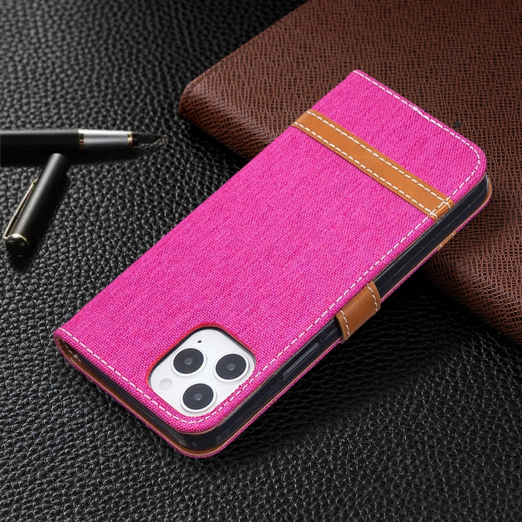 For iPhone 12 / 12 Pro Color Matching Denim Texture Horizontal Flip Leather Case with Holder & Card Slots & Wallet & Lanyard
