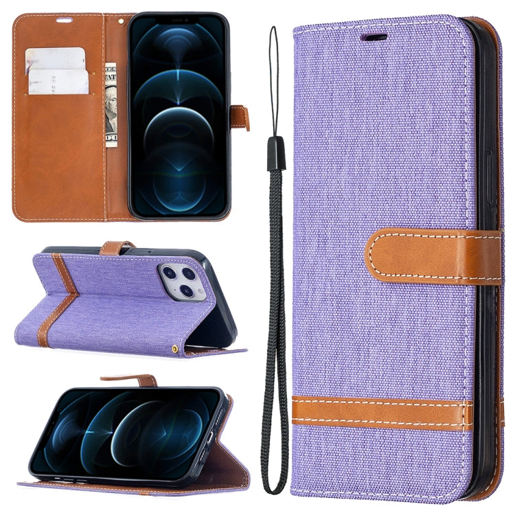 For iPhone 12 Pro Max Color Matching Denim Texture Horizontal Flip Leather Case with Holder & Card Slots & Wallet & Lanyard