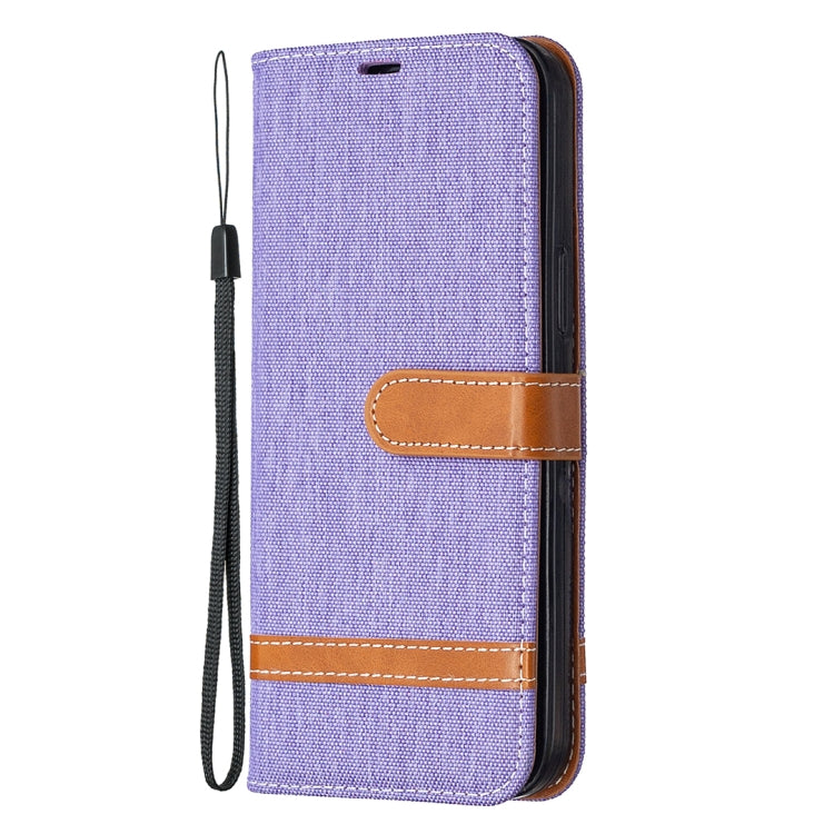 For iPhone 12 Pro Max Color Matching Denim Texture Horizontal Flip Leather Case with Holder & Card Slots & Wallet & Lanyard