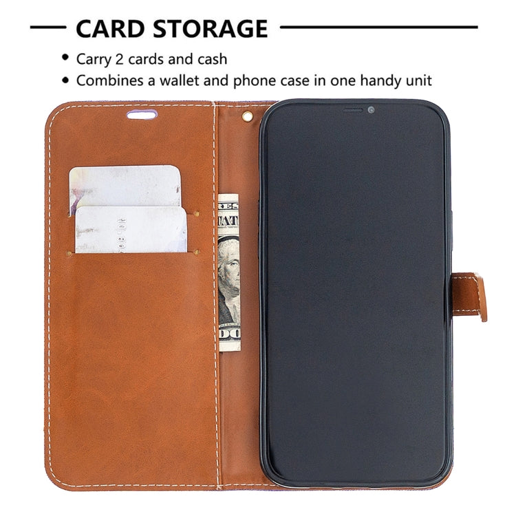 For iPhone 12 Pro Max Color Matching Denim Texture Horizontal Flip Leather Case with Holder & Card Slots & Wallet & Lanyard