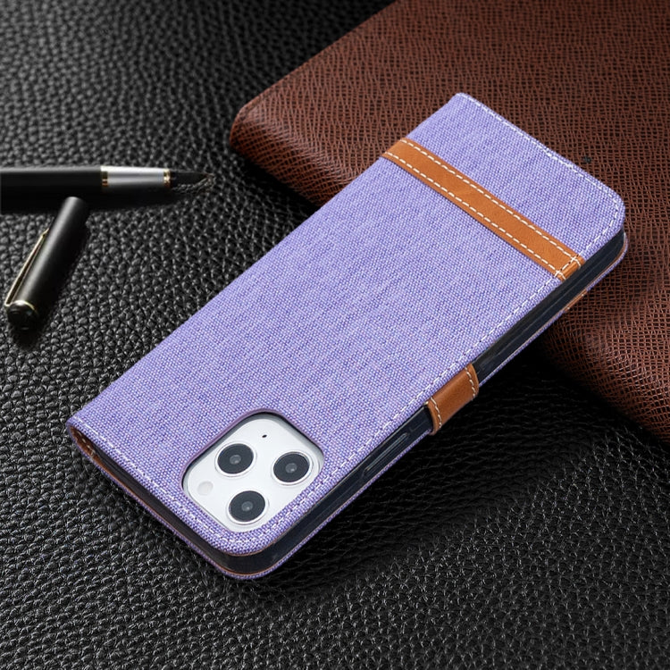 For iPhone 12 Pro Max Color Matching Denim Texture Horizontal Flip Leather Case with Holder & Card Slots & Wallet & Lanyard
