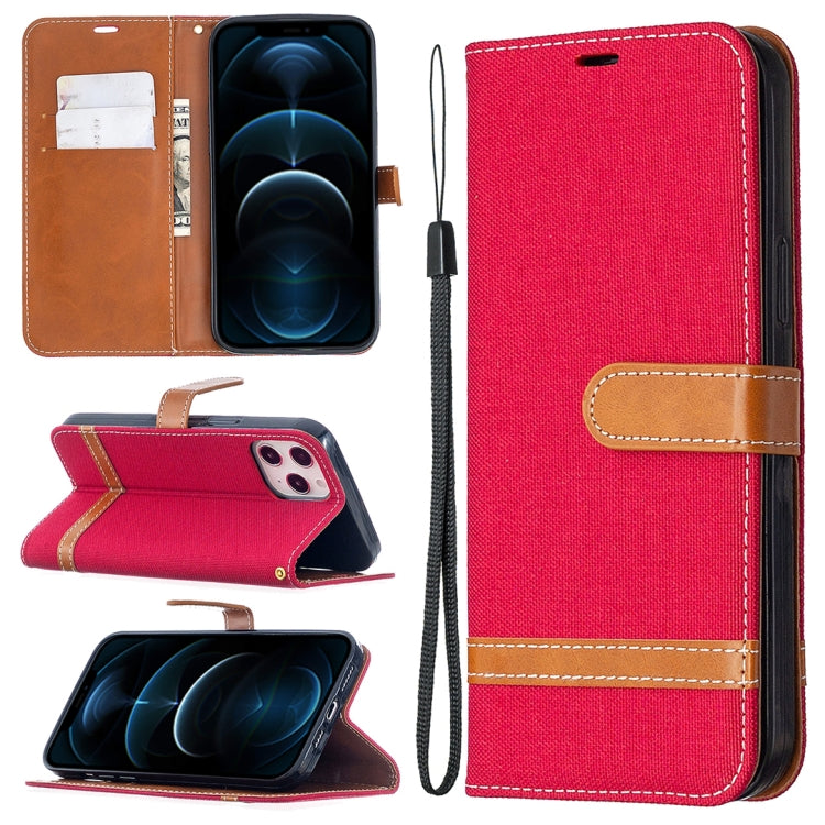 For iPhone 12 Pro Max Color Matching Denim Texture Horizontal Flip Leather Case with Holder & Card Slots & Wallet & Lanyard