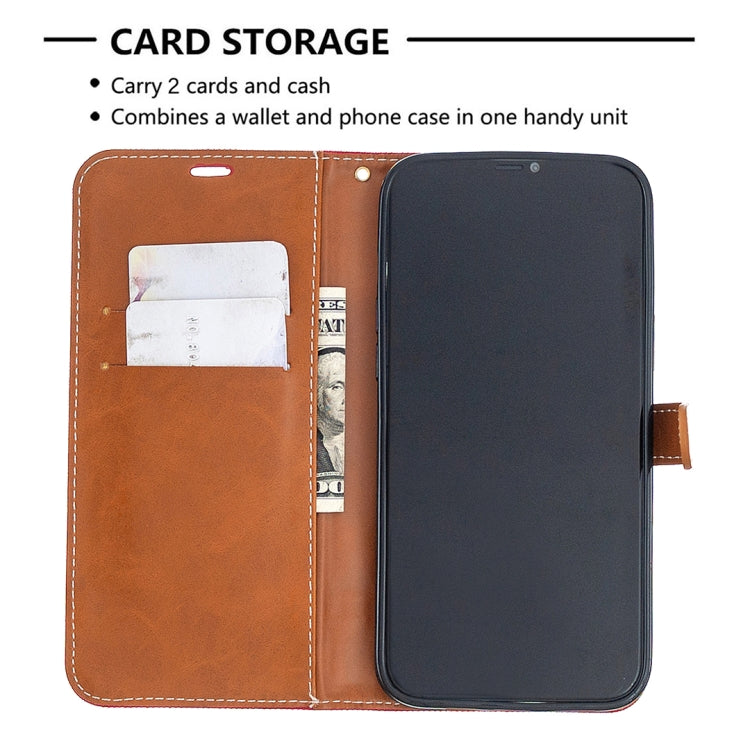 For iPhone 12 Pro Max Color Matching Denim Texture Horizontal Flip Leather Case with Holder & Card Slots & Wallet & Lanyard