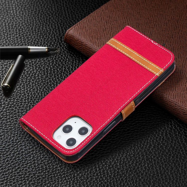 For iPhone 12 Pro Max Color Matching Denim Texture Horizontal Flip Leather Case with Holder & Card Slots & Wallet & Lanyard