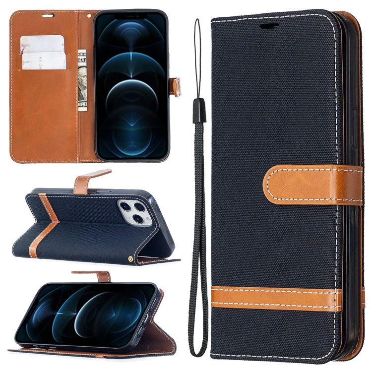 For iPhone 12 Pro Max Color Matching Denim Texture Horizontal Flip Leather Case with Holder & Card Slots & Wallet & Lanyard