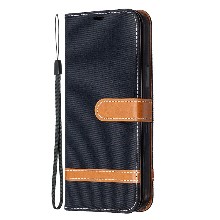 For iPhone 12 Pro Max Color Matching Denim Texture Horizontal Flip Leather Case with Holder & Card Slots & Wallet & Lanyard