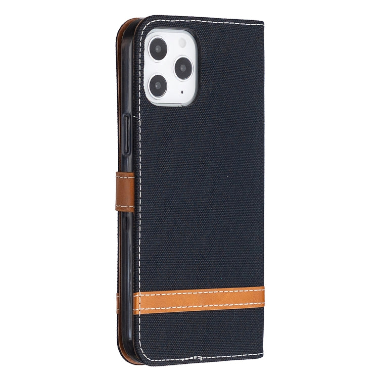 For iPhone 12 Pro Max Color Matching Denim Texture Horizontal Flip Leather Case with Holder & Card Slots & Wallet & Lanyard