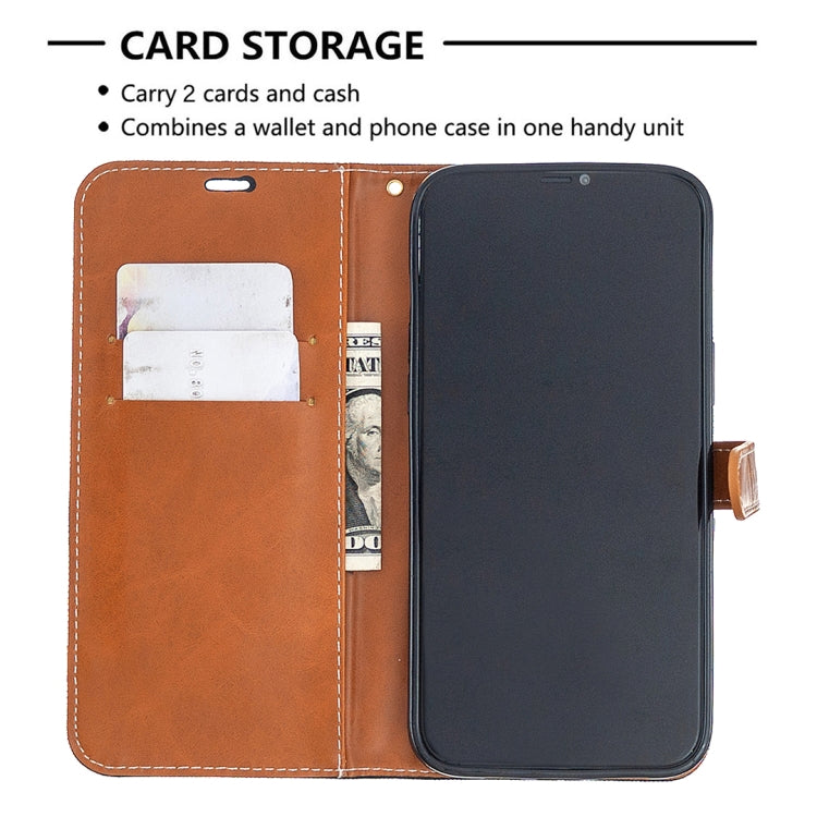 For iPhone 12 Pro Max Color Matching Denim Texture Horizontal Flip Leather Case with Holder & Card Slots & Wallet & Lanyard