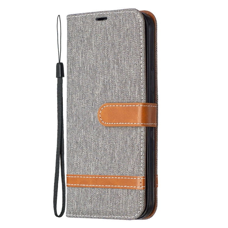For iPhone 12 Pro Max Color Matching Denim Texture Horizontal Flip Leather Case with Holder & Card Slots & Wallet & Lanyard