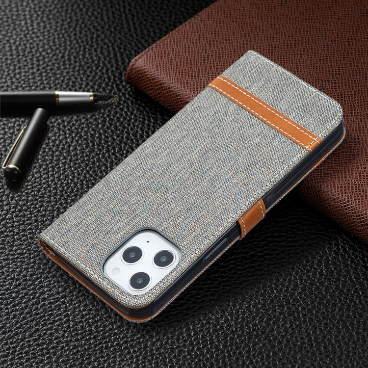 For iPhone 12 Pro Max Color Matching Denim Texture Horizontal Flip Leather Case with Holder & Card Slots & Wallet & Lanyard