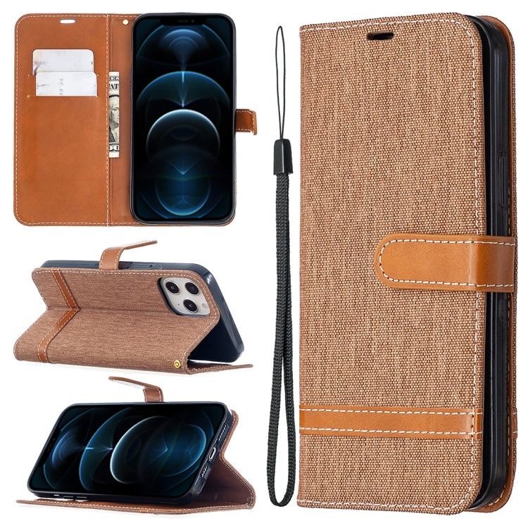 For iPhone 12 Pro Max Color Matching Denim Texture Horizontal Flip Leather Case with Holder & Card Slots & Wallet & Lanyard