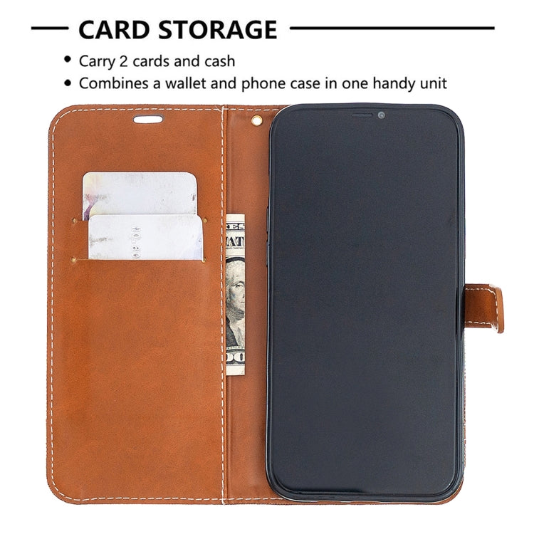 For iPhone 12 Pro Max Color Matching Denim Texture Horizontal Flip Leather Case with Holder & Card Slots & Wallet & Lanyard