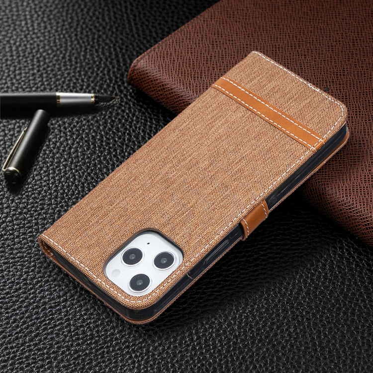 For iPhone 12 Pro Max Color Matching Denim Texture Horizontal Flip Leather Case with Holder & Card Slots & Wallet & Lanyard