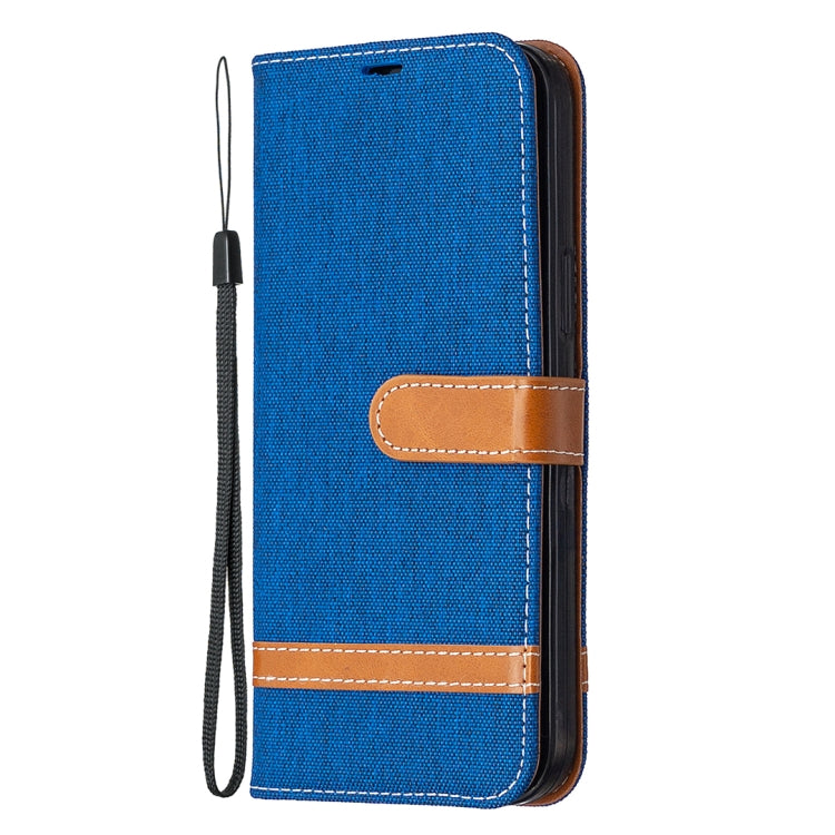 For iPhone 12 Pro Max Color Matching Denim Texture Horizontal Flip Leather Case with Holder & Card Slots & Wallet & Lanyard