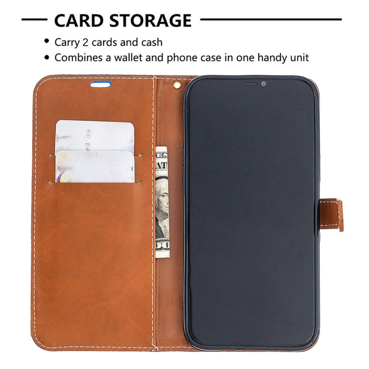 For iPhone 12 Pro Max Color Matching Denim Texture Horizontal Flip Leather Case with Holder & Card Slots & Wallet & Lanyard