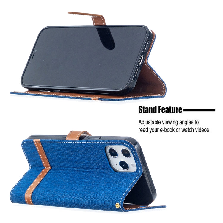 For iPhone 12 Pro Max Color Matching Denim Texture Horizontal Flip Leather Case with Holder & Card Slots & Wallet & Lanyard