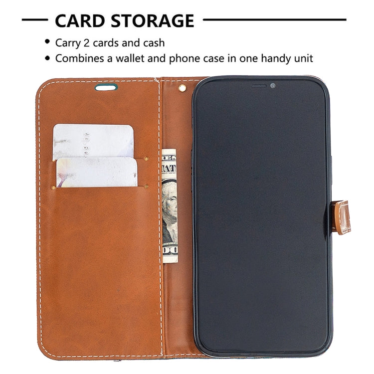 For iPhone 12 Pro Max Color Matching Denim Texture Horizontal Flip Leather Case with Holder & Card Slots & Wallet & Lanyard