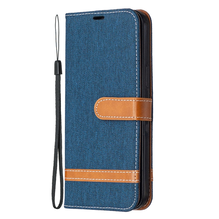 For iPhone 12 Pro Max Color Matching Denim Texture Horizontal Flip Leather Case with Holder & Card Slots & Wallet & Lanyard