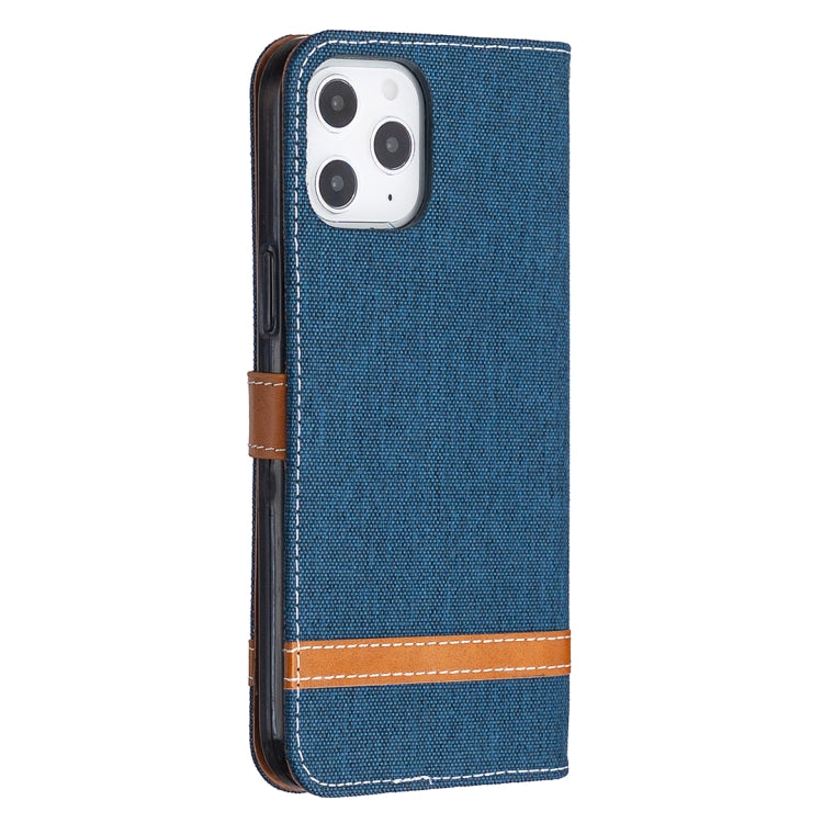 For iPhone 12 Pro Max Color Matching Denim Texture Horizontal Flip Leather Case with Holder & Card Slots & Wallet & Lanyard