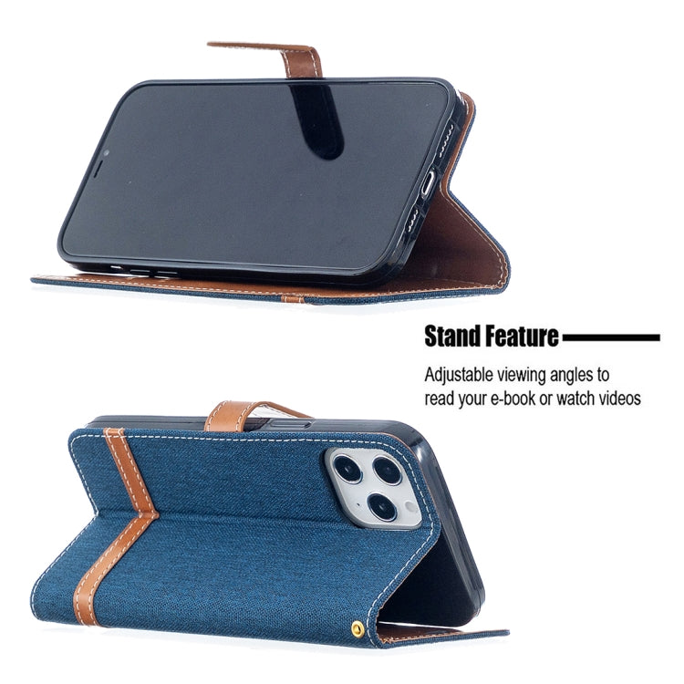 For iPhone 12 Pro Max Color Matching Denim Texture Horizontal Flip Leather Case with Holder & Card Slots & Wallet & Lanyard