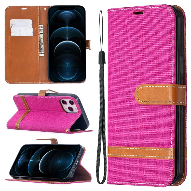 For iPhone 12 Pro Max Color Matching Denim Texture Horizontal Flip Leather Case with Holder & Card Slots & Wallet & Lanyard
