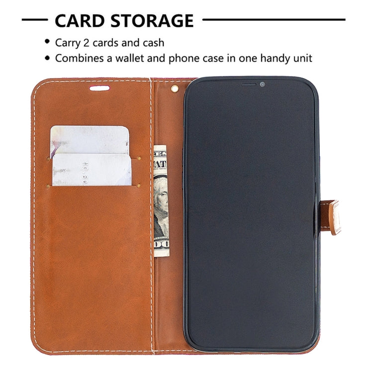 For iPhone 12 Pro Max Color Matching Denim Texture Horizontal Flip Leather Case with Holder & Card Slots & Wallet & Lanyard