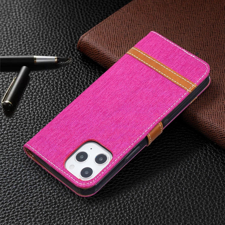 For iPhone 12 Pro Max Color Matching Denim Texture Horizontal Flip Leather Case with Holder & Card Slots & Wallet & Lanyard