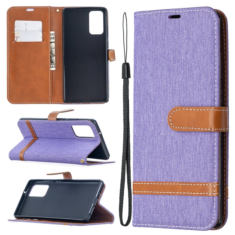 For Samsung Galaxy Note20 Color Matching Denim Texture Horizontal Flip Leather Case with Holder & Card Slots & Wallet & Lanyard